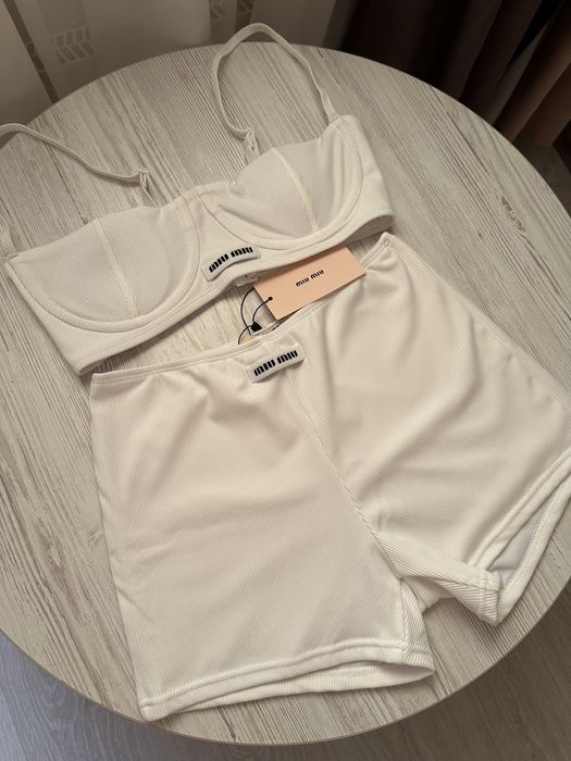 Нижня білизна Miu miu комплект белья Миу миу белое комлект білизни міу