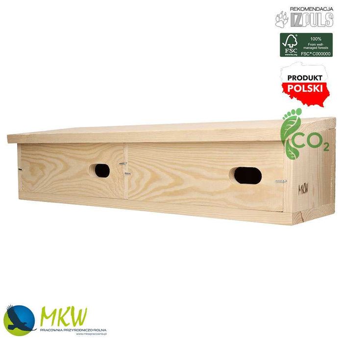 Caixa-ninho para aves modelo andorinhão-comum clássico duplo de fachada MKW