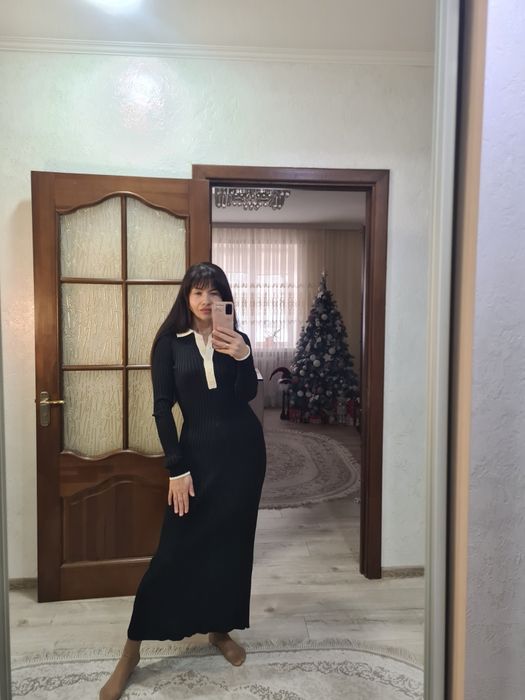 Сукня поло з довгим рукавом,Polo,Сандро,вязана,тепла,максі,зимова,міді