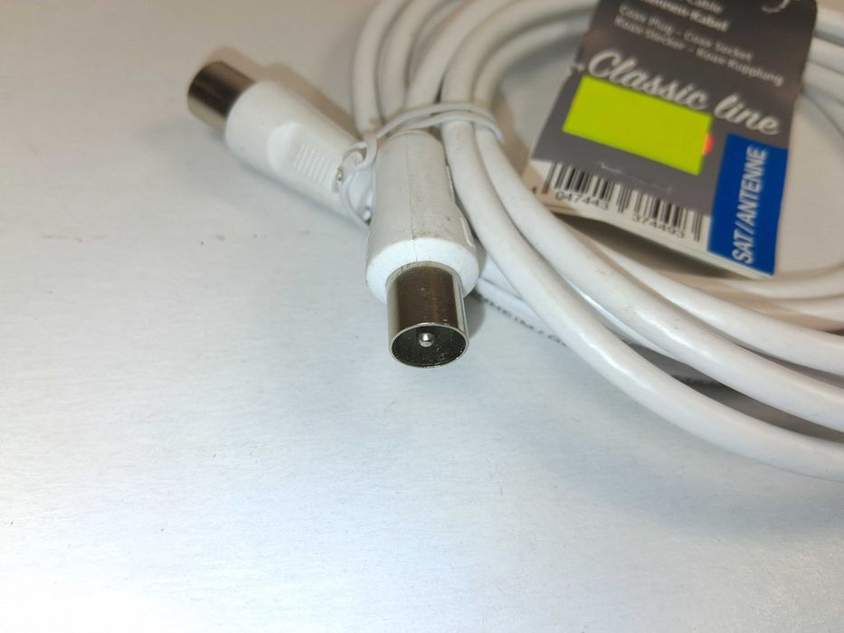N045 Kabel Antenowy Hama Classic Line Coax Plug - Socket 3m Biały Nowy