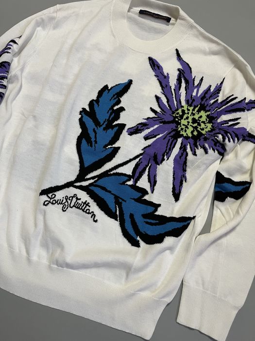 Свитшот Louis Vuitton White Knit Sweater Size L