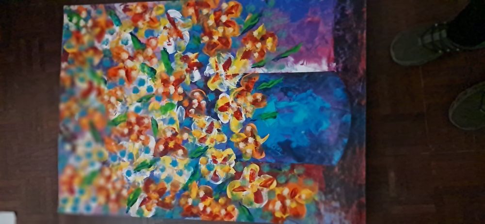 Pinturas a oleo executado em cartolina