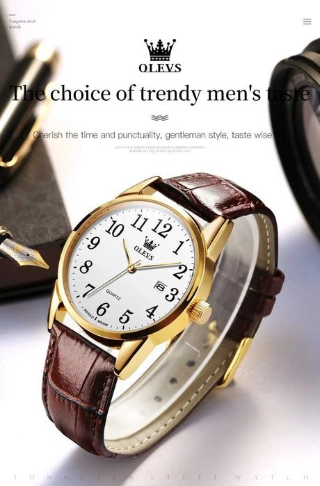 Elegancki zegarek kwarcowy 39mm złoty męski damski do garnituru