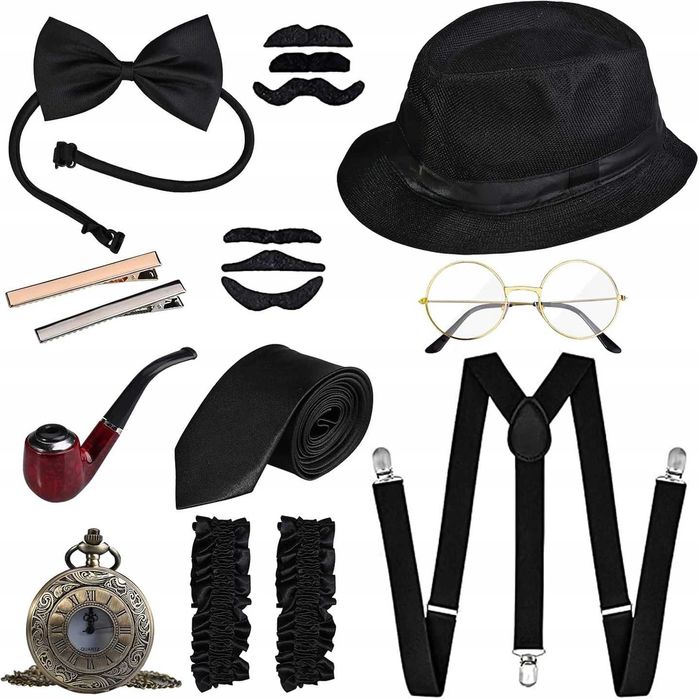 Przebranie akcesoria do stroju gentelmana lata 20 Mafia Gatsby 17 ele