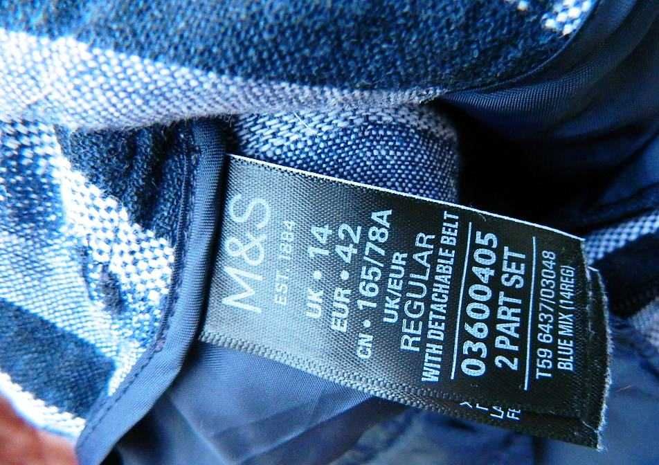 Marks&Spencer lniane spodnie w granatowe pionowe pasy 40/42