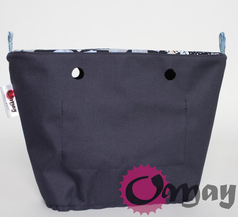Granatowy organizer do OBAG STANDARD kwiaty błękit 2 kieszenie OMAY