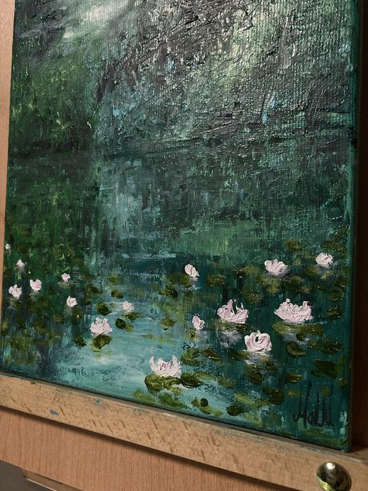 Pintura a óleo de nenúfares