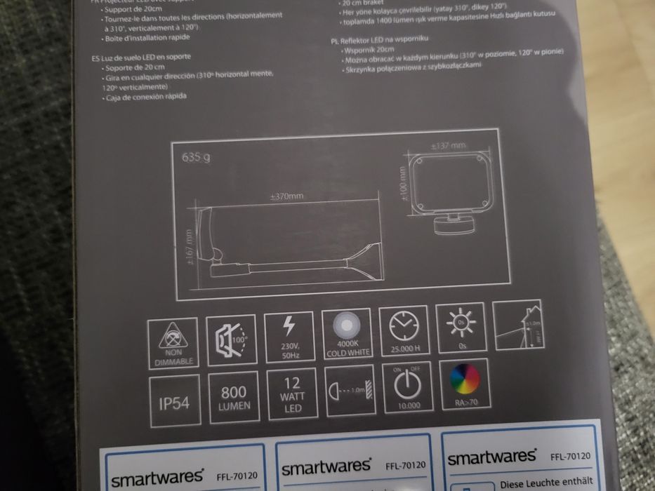 3x Reflektor  led na wsporniku 20cm,  lampa , 12w 800l