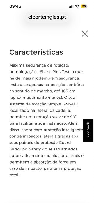 Vendo cadeira de criança giratória Premium, Joie I-Spin Safe
