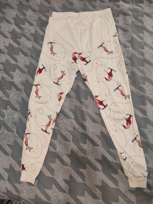 Домашние пижамные штаны с новогодним принтом для беременных