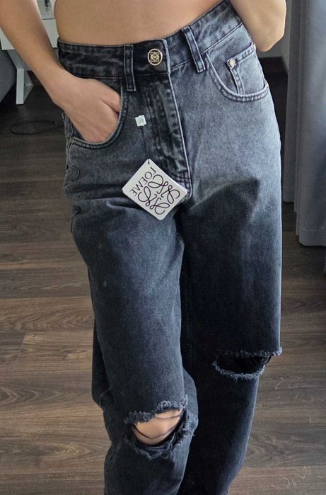 Nowe Baggy Jeans Loewe, szeroka nogawka, wysoki stan W 26/S