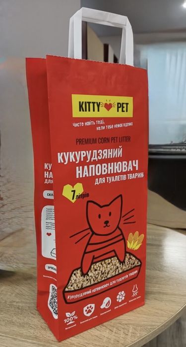 Кукурудзяний наповнювач для туалету тварин Kitty-Pet