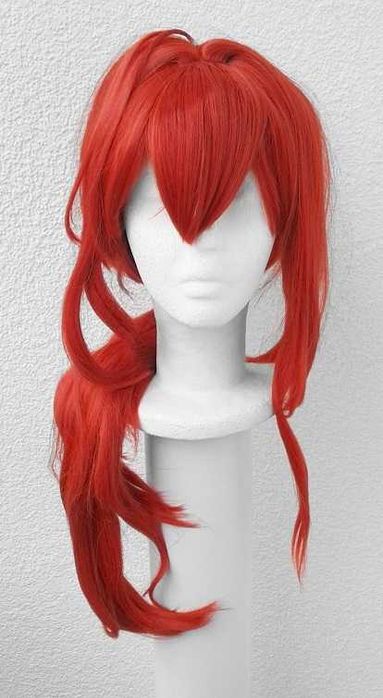 Diluc Genshin Impact czerwona peruka z kitką cosplay czerwony wig