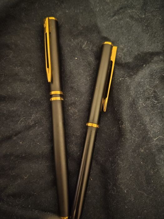 Set Canetas Waterman Vintage Preto Mate e Dourado – Caneta + Lapiseira + Estojo Pele