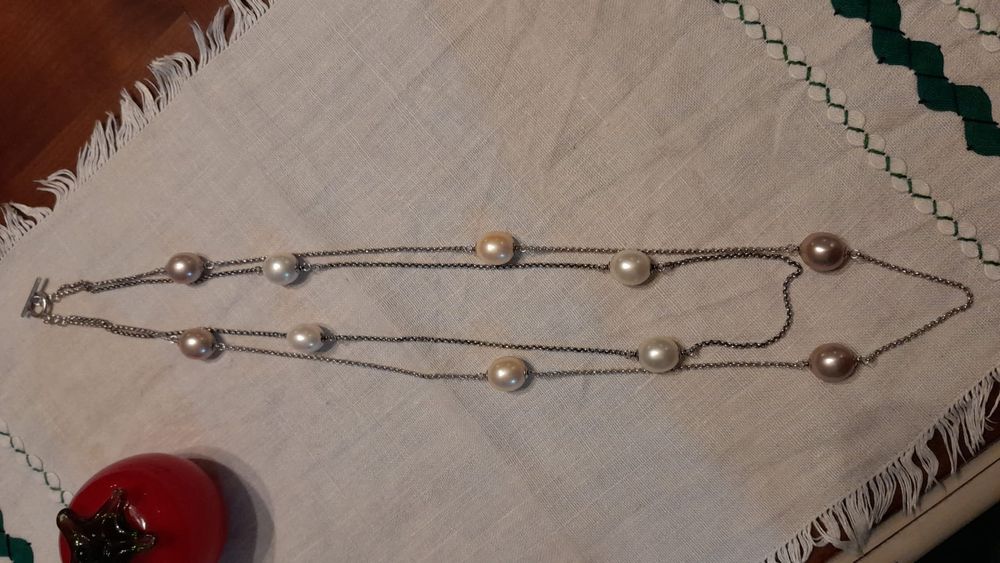 Grande colar de 2 voltas em prata