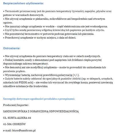 Termometr kuchenny cyfrowy sonda lcd -50 do 300 stopni do mięs