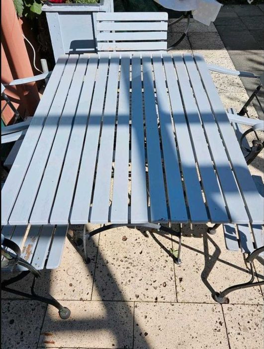 Zestaw mebli brazil ogrodowych stalowo drewnianych składane piwne