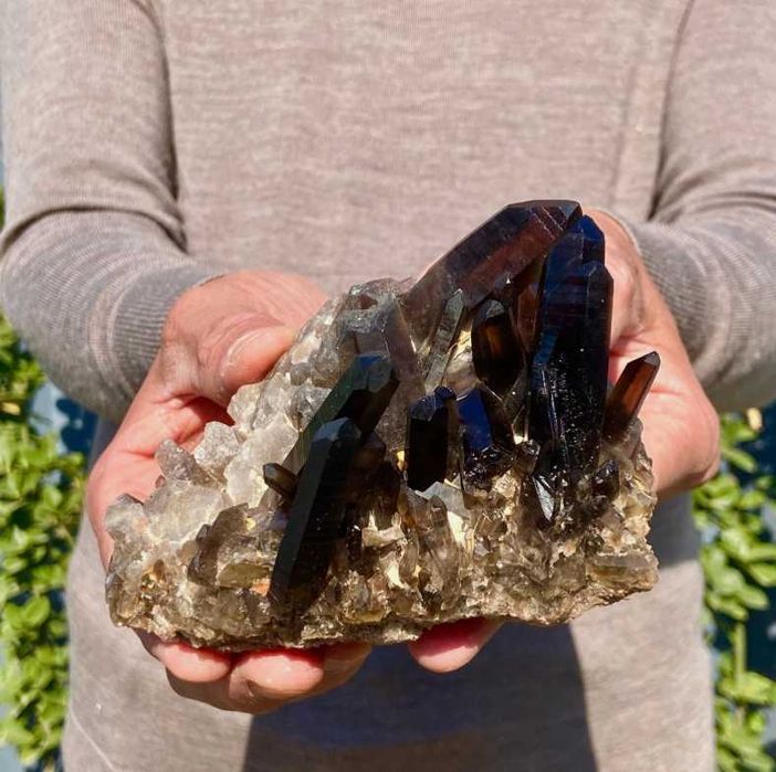 Drusa de quartz preto fumado com 500g