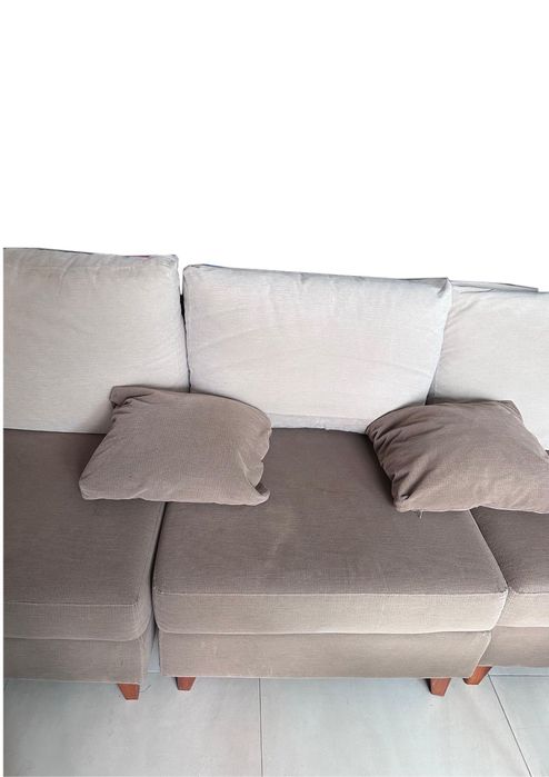 sofa modular beje e branco sujo