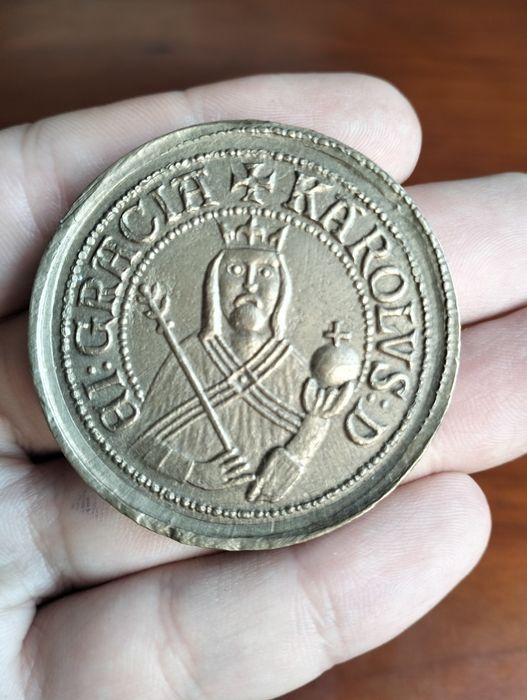 Medalha em bronze Carlos IV Sacro-Imperador do Império Romano-Germânic