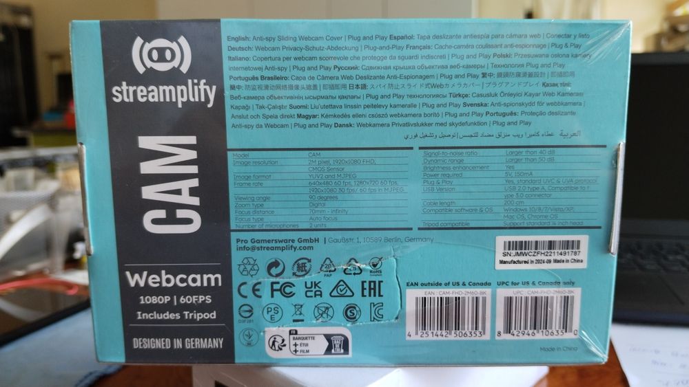 Веб-камера для компьютера Streamplify CAM-FHD-2M60-BK  Black