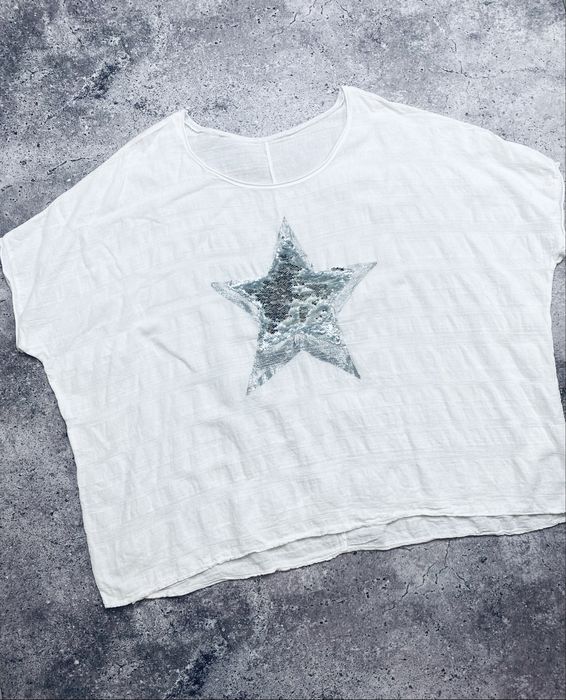 Женская итальянская белая футболка блуза oversize оверсайз