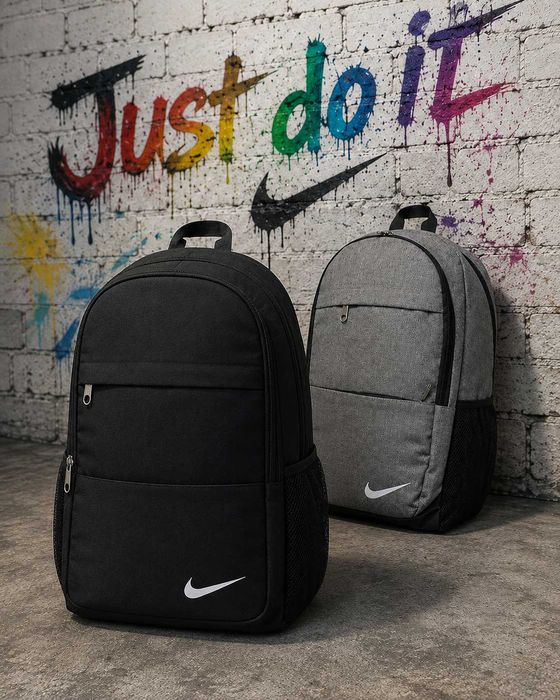 Качественный мужской рюкзак с принтом Nike. Рюкзак для учебы. Цвет: черный.