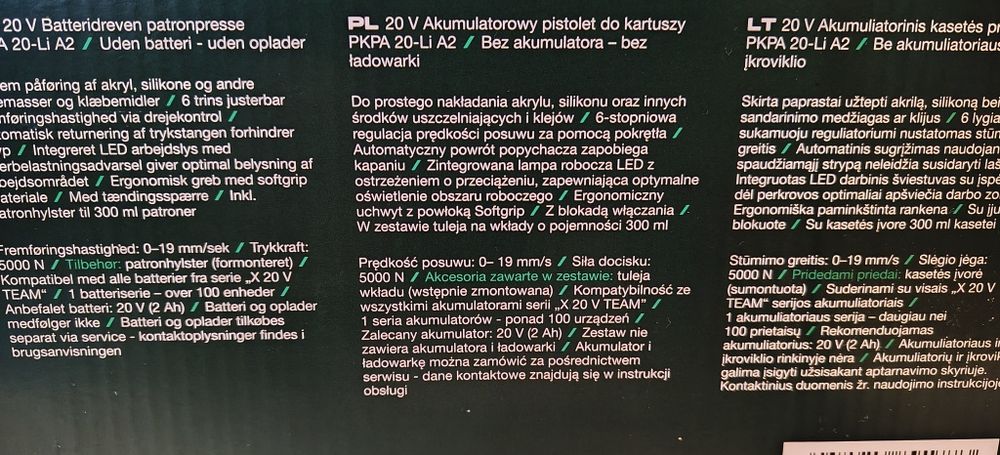 Akumulatorowy pistolet do kartuszy PKPA 20- Li A2