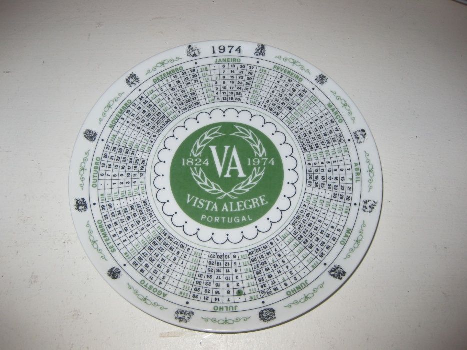 Prato calendário Vista Alegre 1974