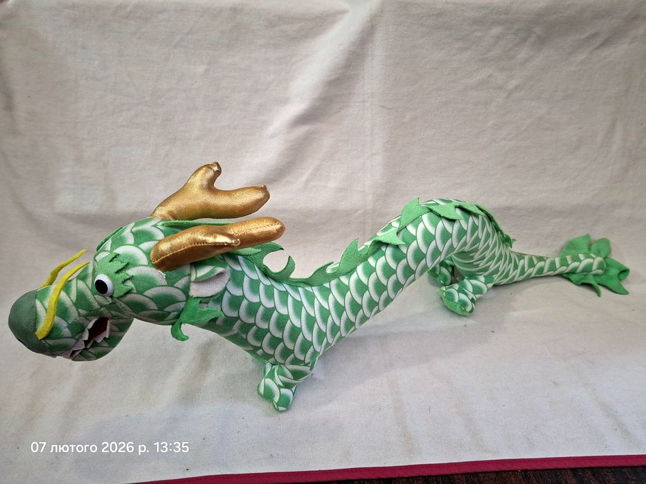 Дракон зеленый мягкая игрушка 45 см дракончик дракоша dragon