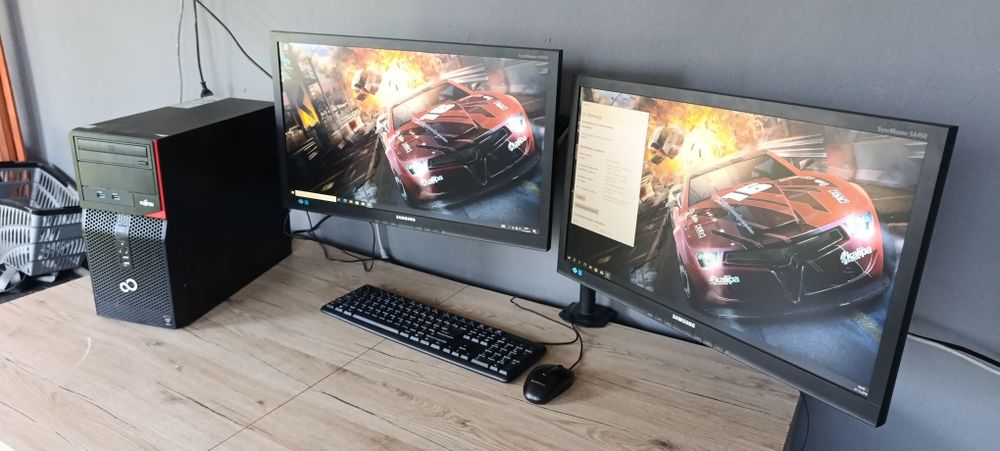 Komputer plus 2 duże Monitory 24 cale, komplet
