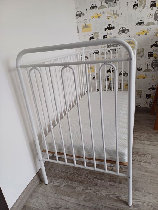 Łóżeczko Polini Kids Vintage białe metalowe + materac stan idealny