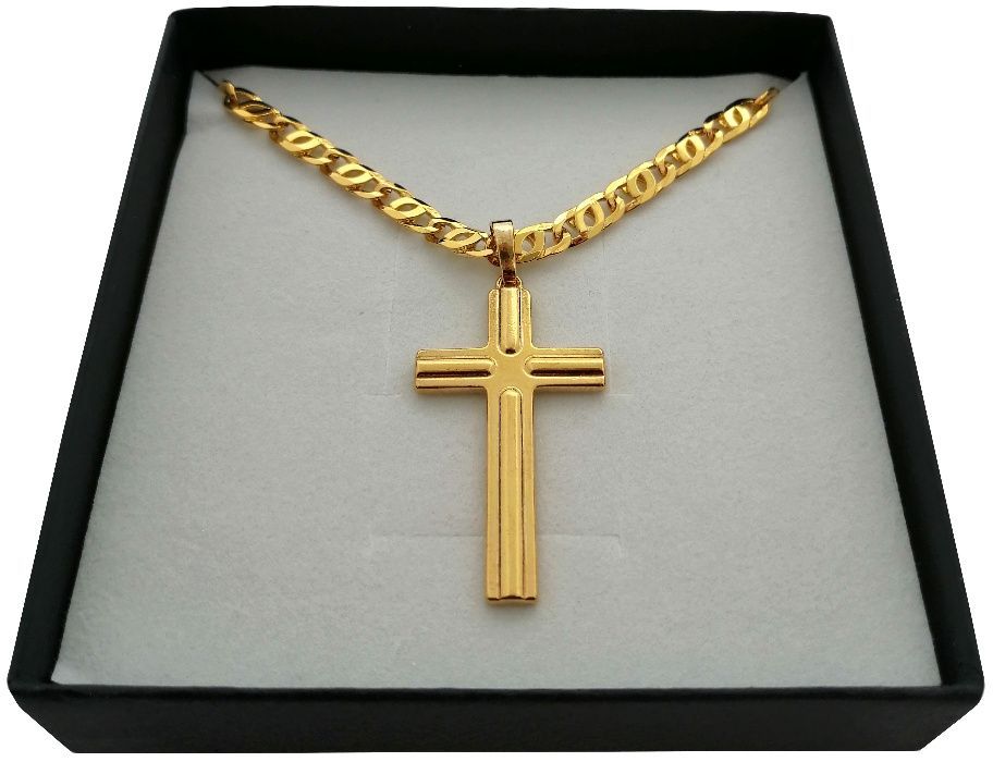 Unikalny komplet: Łańcuszek GUCCI+krzyżyk 24 karaty Gwarancja PREZENT