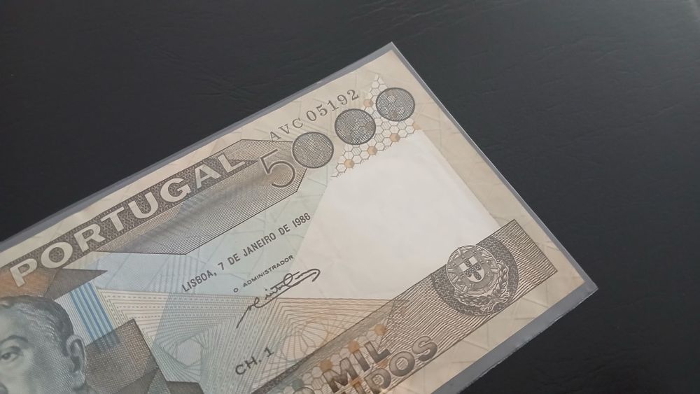Nota de 5000 Escudos de 1986