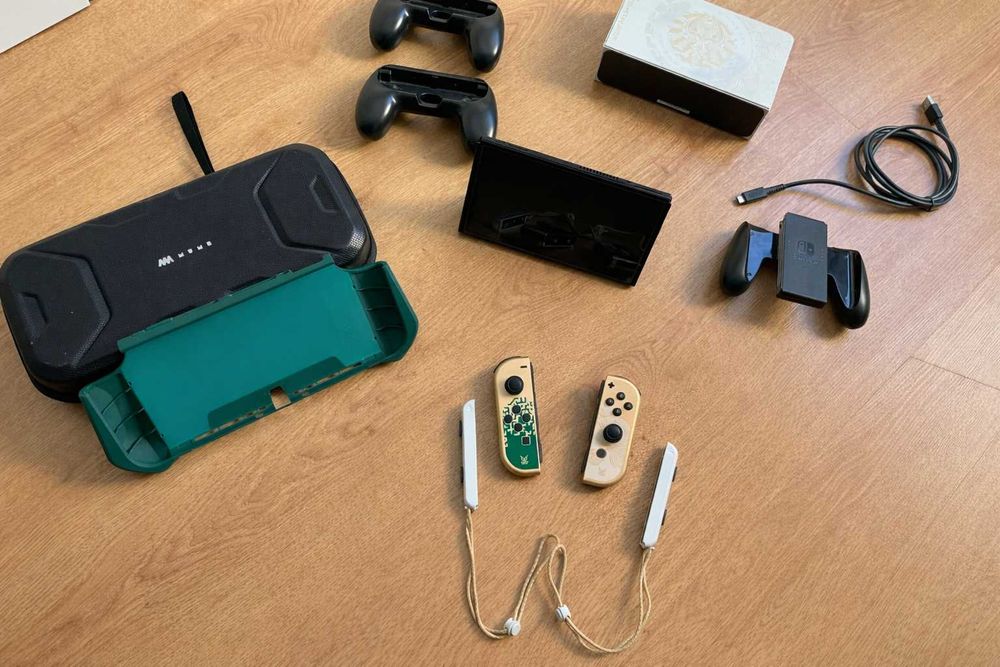 Nintendo Switch Oled Zelda TOTK + capa + bolsa + microSD