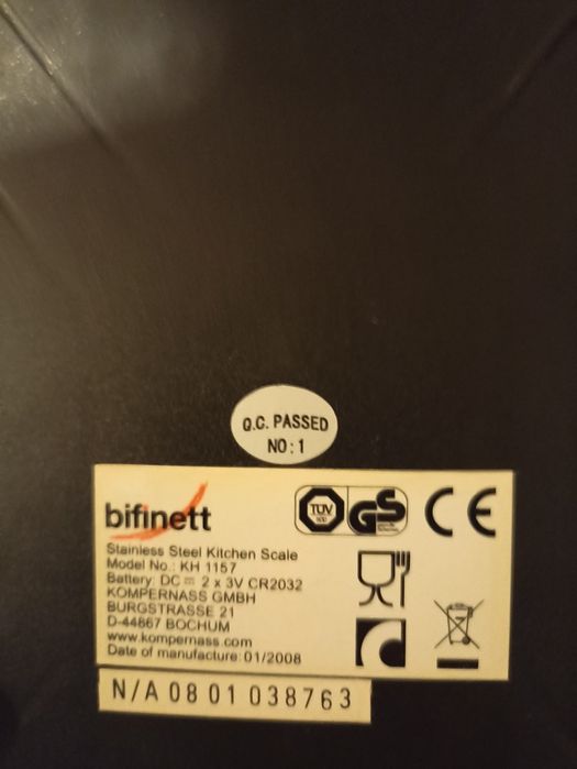 Balança de cozinha inox Bifinett