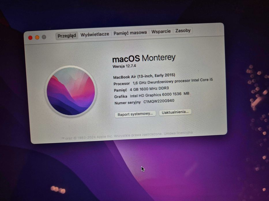 Laptop 13,3" Apple NEW MacBook Air i5-5250U/4GB/128GB/HD 6000/Mac OS.