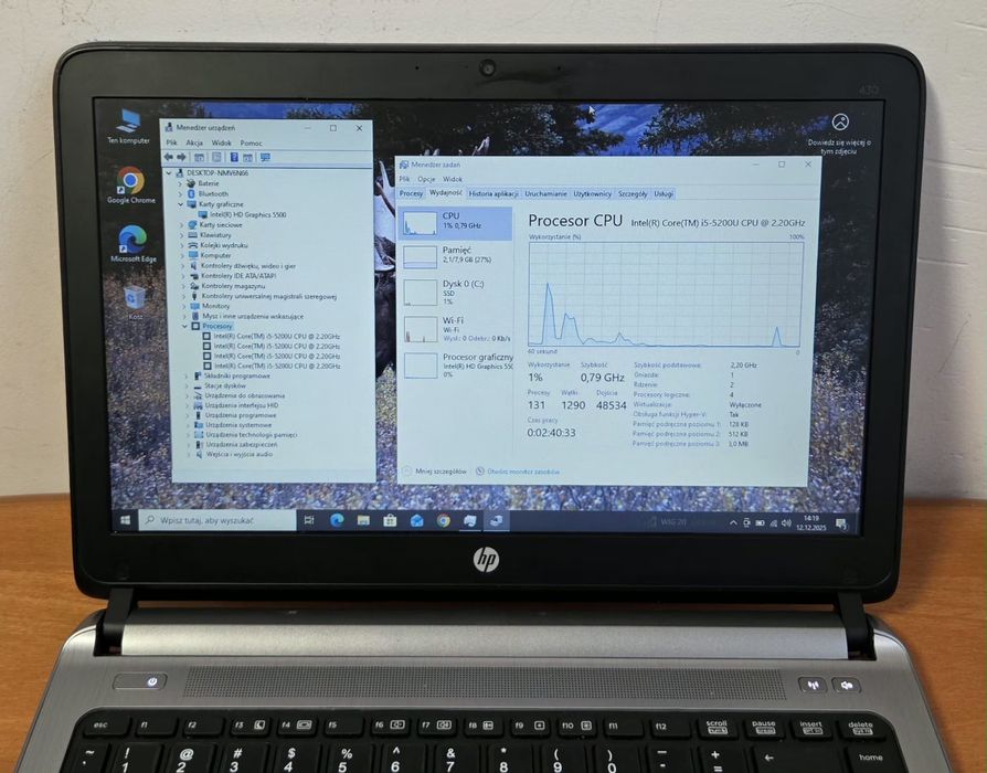 Laptop Hp intel i5 dysk  ssd258gb