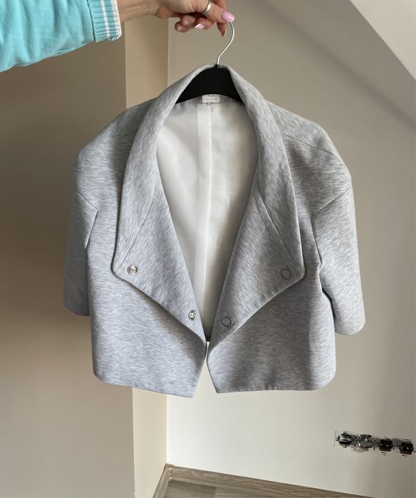 Krótka szara marynarka narzutka bolerko Lemonada 36 S