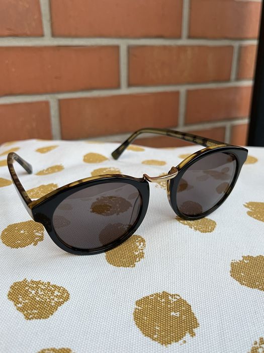 Massimo Dutti okulary przeciwsłoneczne czarne panterka khaki