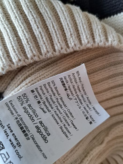 Gina Tricot damski sweter kremowy czarny paski L też M S wiosna lato