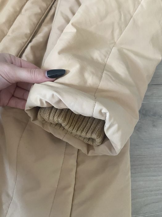 Karmelowa / beżowa kurtka midi , ciepla zimowa/ wiosenn ,płaszczyk