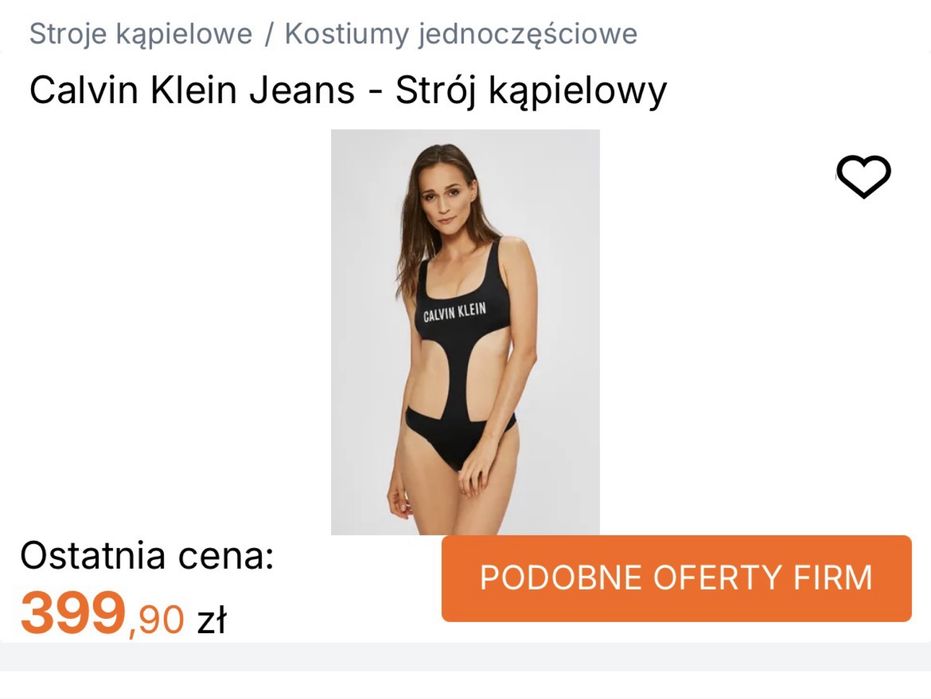 Stroj kąpielowy jednoczęściowy Calvin Klein