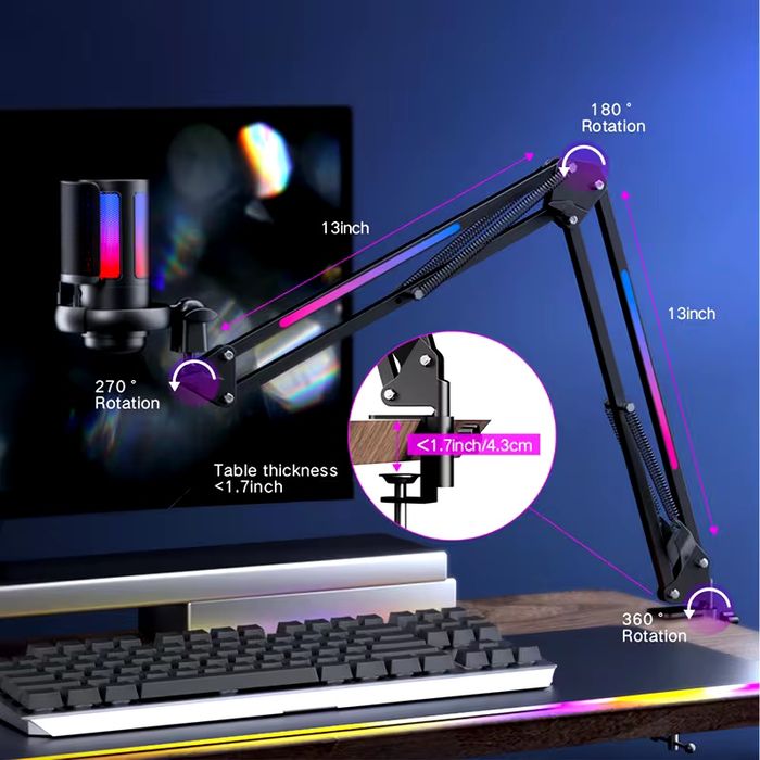 Microfone RGB  com Suporte RGB