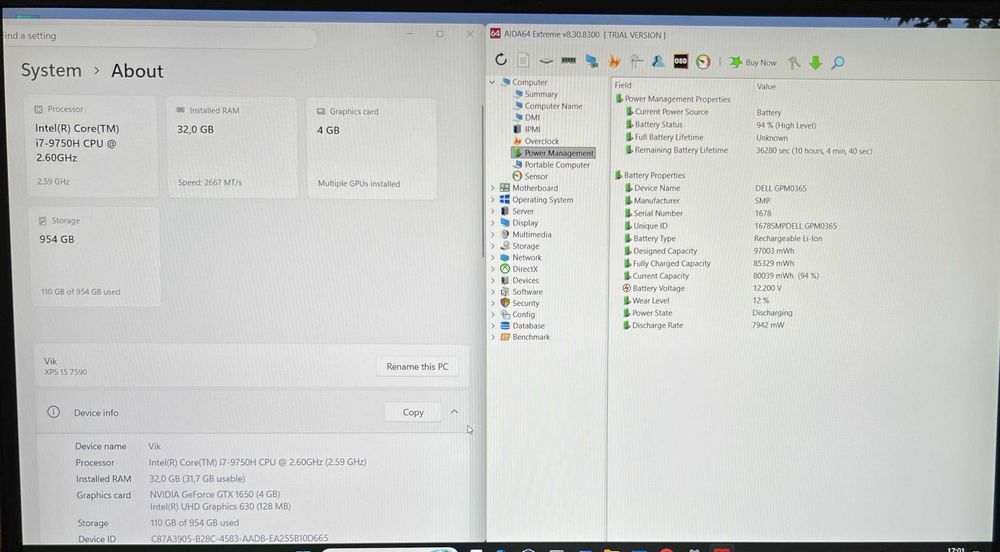 Dell XPS 7590 | RAM 32Gb | SSD 1 TB | GTX 1650