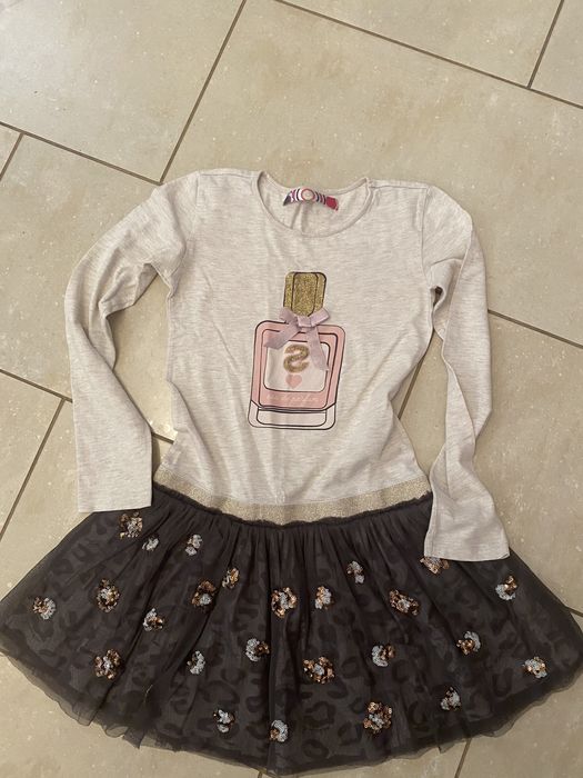 Desigual bawełniana sukienka z tiulem na dziewczynkę 10-11 lat, cekiny