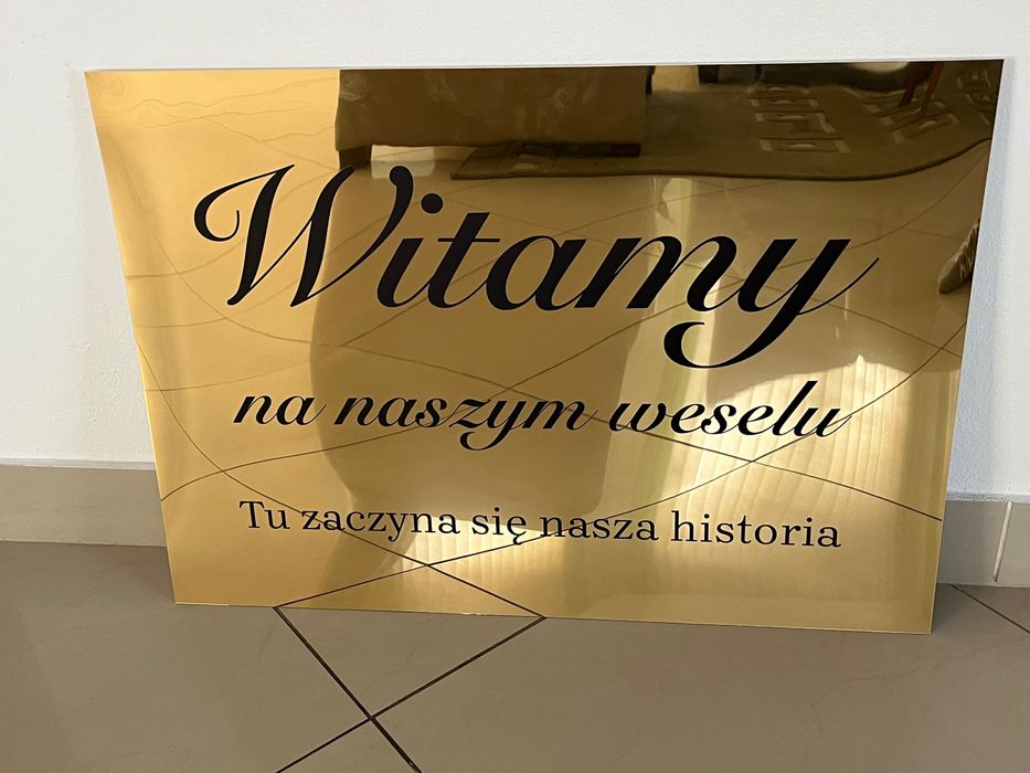 Tablica powitalna złote lustrzane pleksi plexi