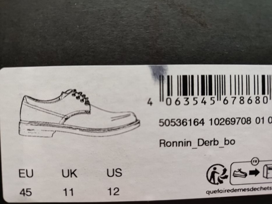 HUGO
BOSS  Ronnin Derby czarne eleganckie buty 45 EU