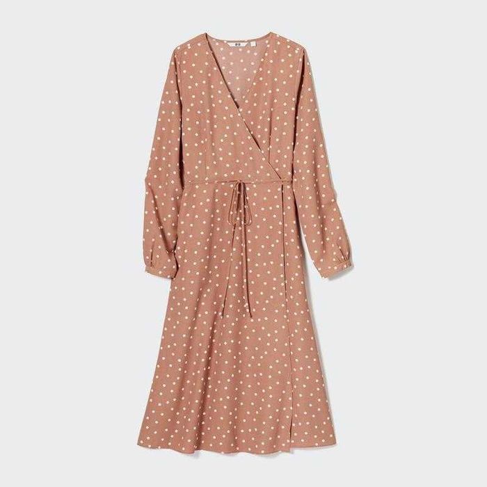 Платье на запах Uniqlo в горох