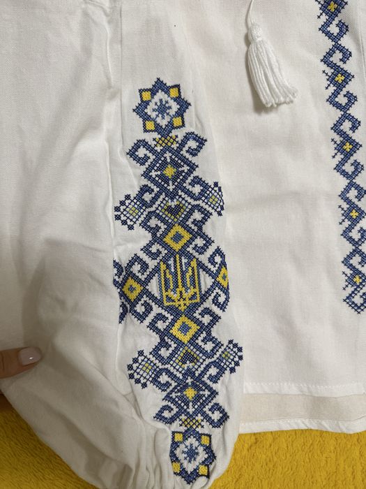 Вишиванка чоловіча ,льняна ,з патріотичним візерунком